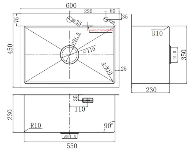 Chậu rửa bát 1 hố Faster FS 6045HM0