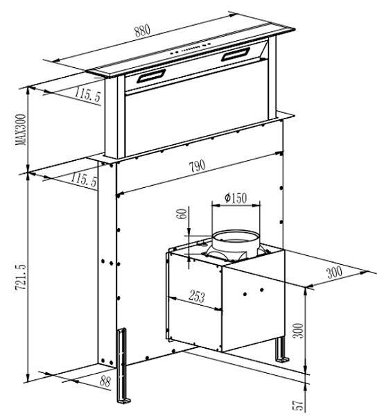 Máy hút mùi âm kệ FS90HF0