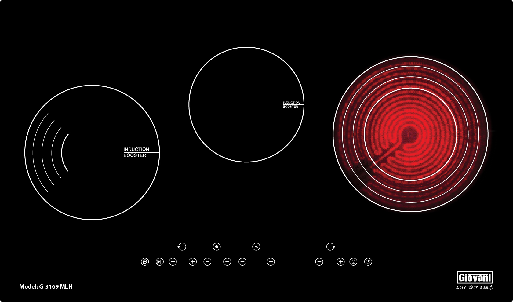 Bếp điện từ 3 vùng nấu Giovani G 3169 MLH