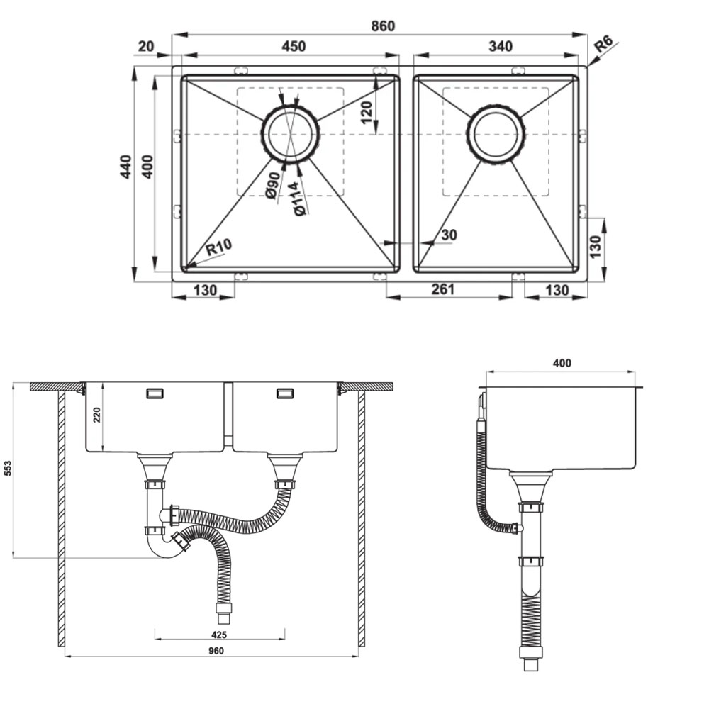 CHẬU INOX HÄFELE HS21-SSN2S900