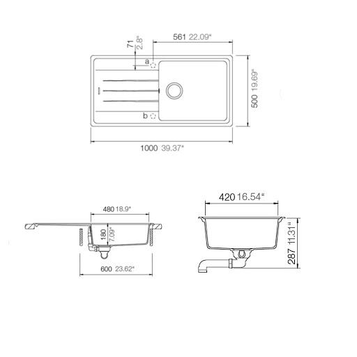 Chậu rửa bát đá Hafele Antonius HS-GSD10050 570.32.8300