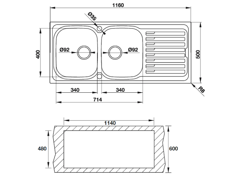 Chậu rửa bát inox Hafele HS-SDD11650 565.86.2810