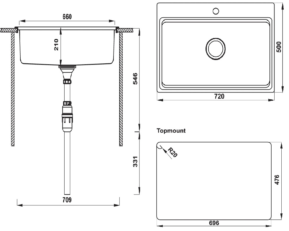 Chậu rửa bát inox Hafele HS20-SSN1S80 567.20.5260