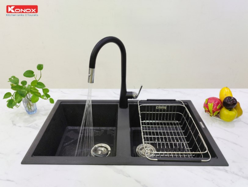 Chậu rửa bát Konox Granite Phoenix 860 Black1