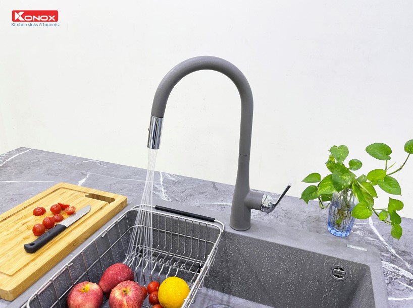 Chậu rửa bát Konox Granite Ruvita 680 Gray2