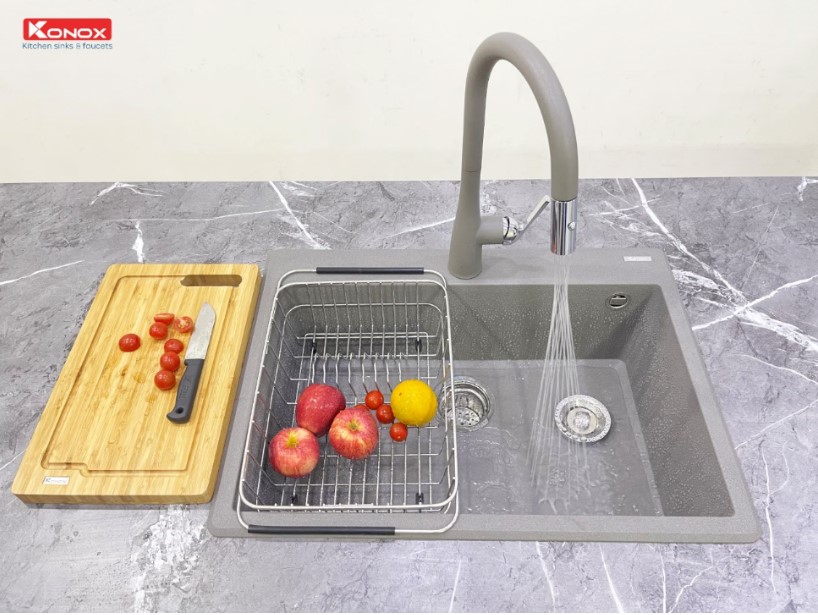 Chậu rửa bát Konox Granite Ruvita 680 Gray0