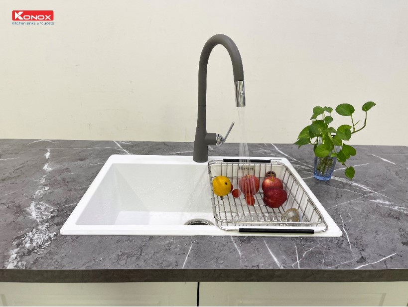 Chậu rửa bát Konox Granite Ruvita 680 Silver2