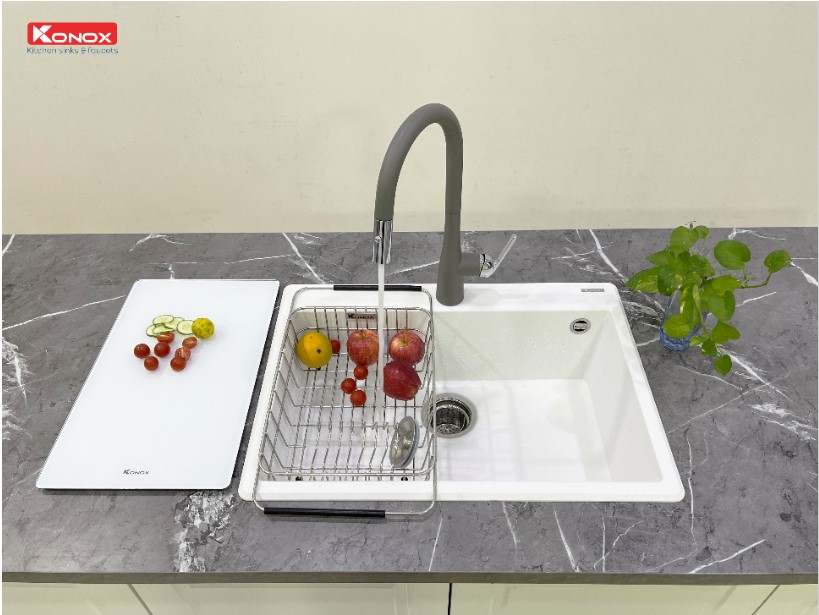 Chậu rửa bát Konox Granite Ruvita 680 Silver0