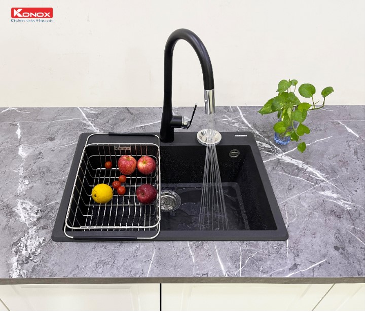 Chậu rửa bát Konox Granite Ruvita 680 Black0