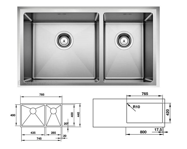 Chậu rửa bát inox Hafele Quatrus R15 435/285-IU 570.27.179