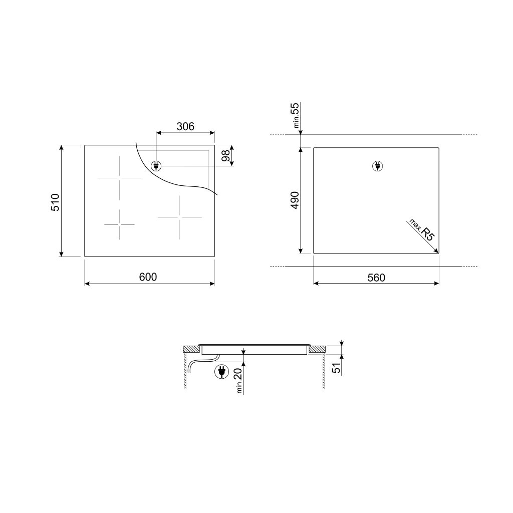 Bếp từ Hafele Smeg SI5632D 536.64.0910