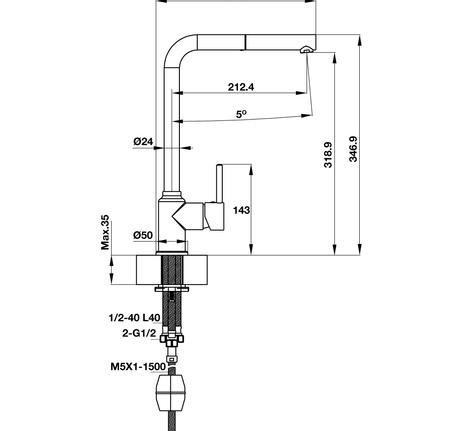 Vòi rửa bát inox Hafele HT19-CH1P319 570.50.2900