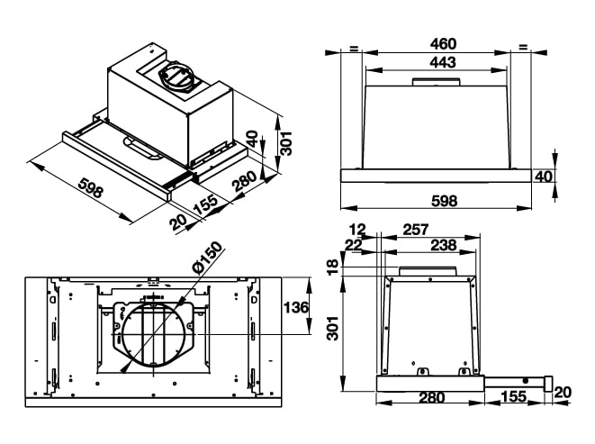 Cấu tạo chi tiết về máy hút mùi HAFELE HH-TG60E 539.81.073