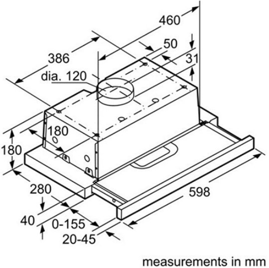 Thông số chi tiết của máy hút mùi BOSCH DHI623GSG