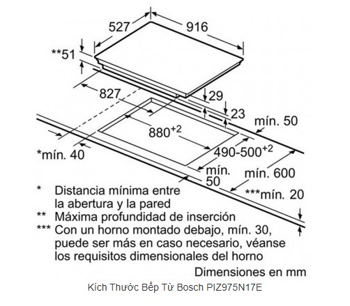 Thông số chi tiết của bếp từ Bosch PIZ975N17E