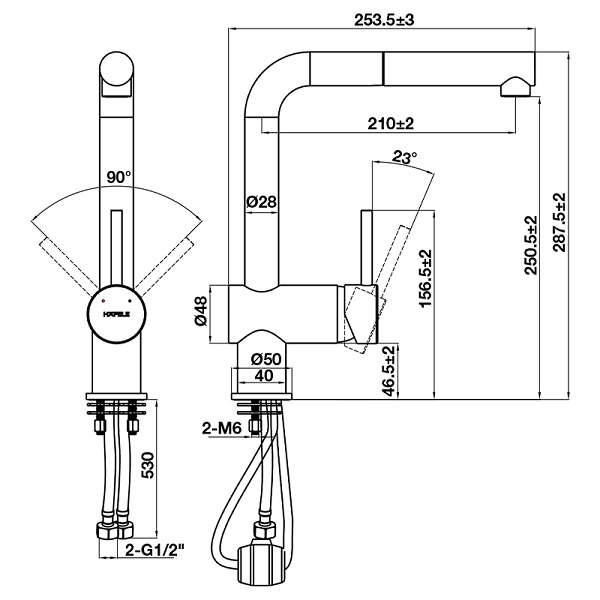 Vòi rửa bát Hafele HT21-GH1P254 577.55.590 màu xám1