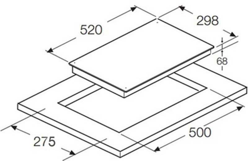 Ảnh bản vẽ kỹ thuật Bếp từ Hafele HC - I302B