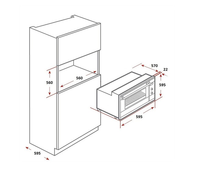 Kích thước lắp đặt lò nướng Malloca EB-8BC36