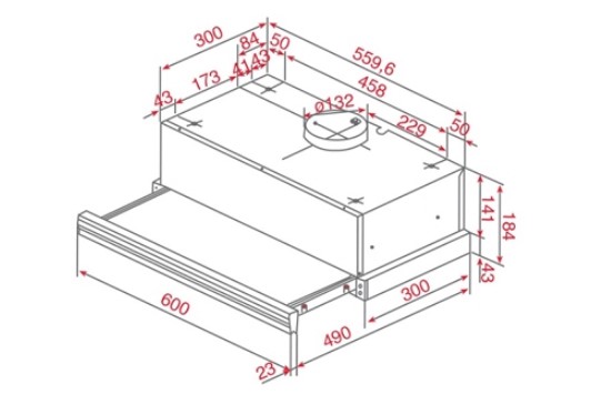 Kích thước chi tiết của máy hút mùi TEKA CNL3 2002