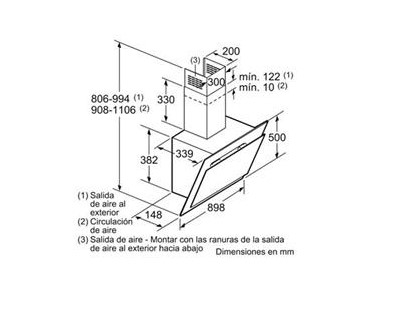 Bản vẽ kỹ thuật của máy hút mùi Bosch DWK97IM60