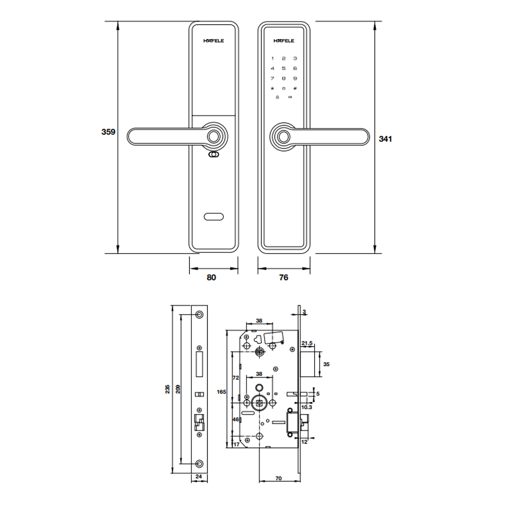 Khóa điện tử Hafele DL7602 912.20.2330