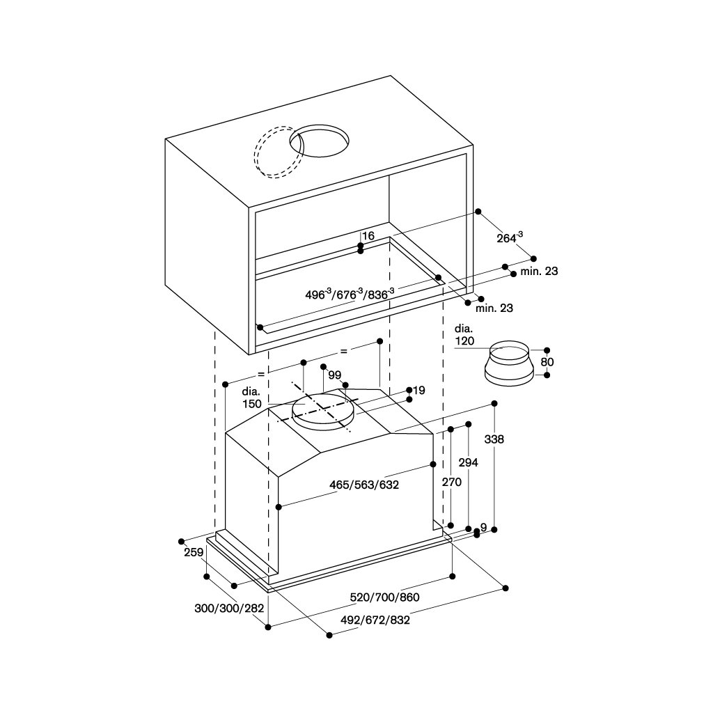 Máy hút mùi âm tủ Hafele Smeg GAGGENAU 539.86.0730