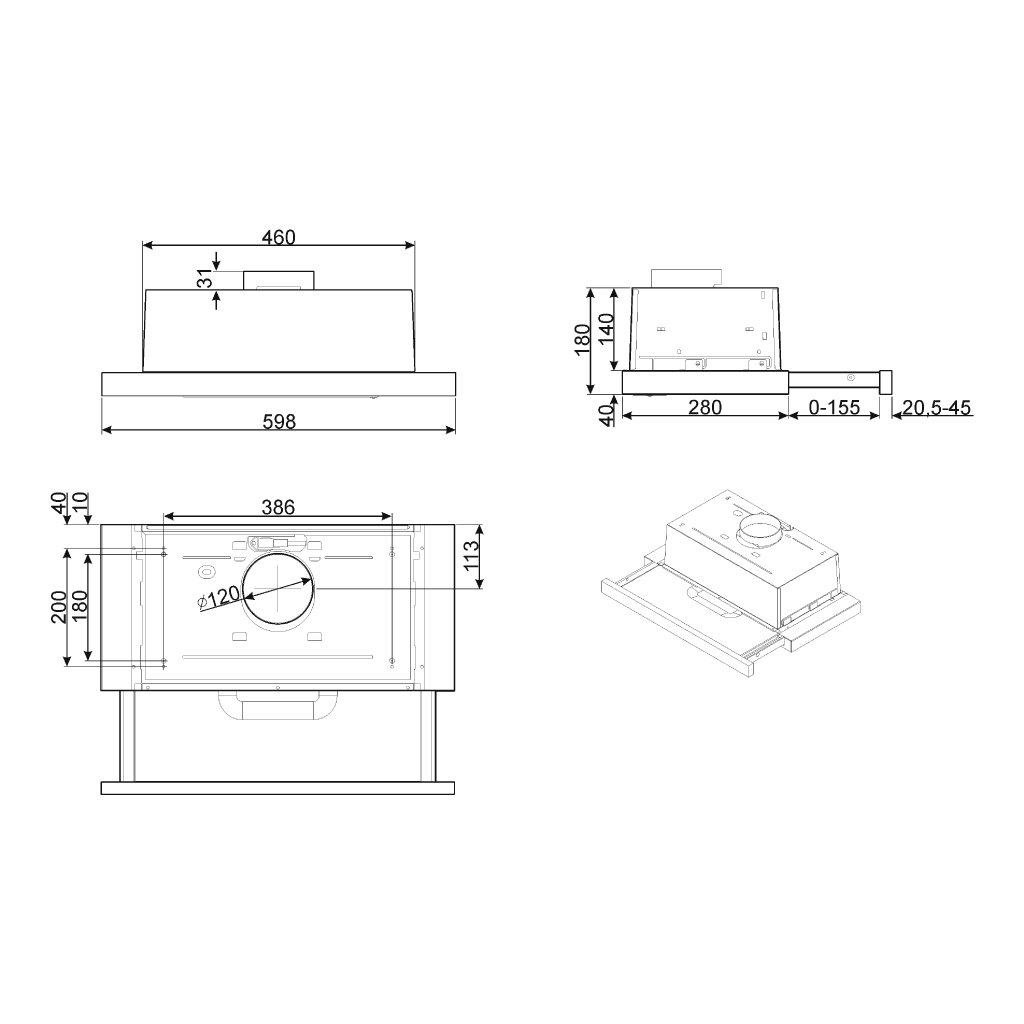 Máy hút mùi âm tủ Hafele Smeg KSET62E 536.84.8320