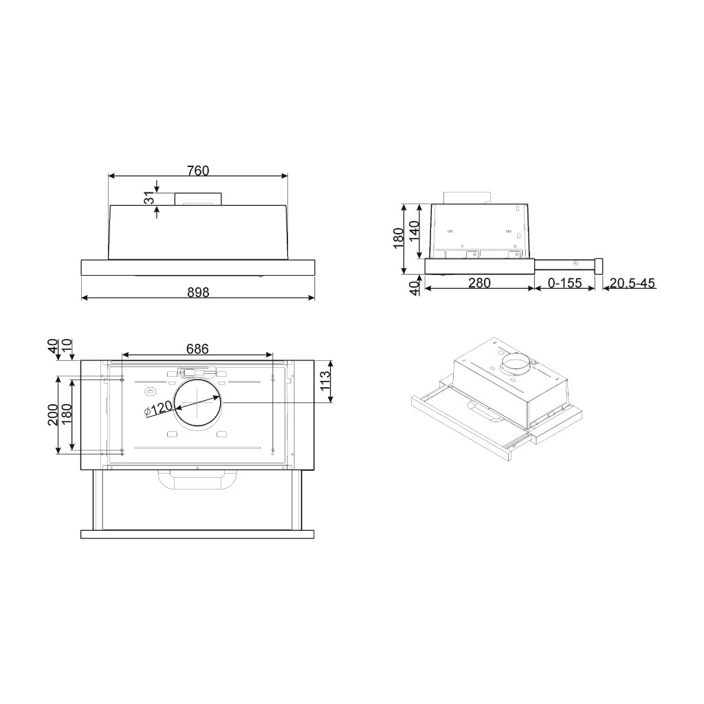 Máy hút mùi âm tủ Hafele Smeg KSET91E2 536.84.8220