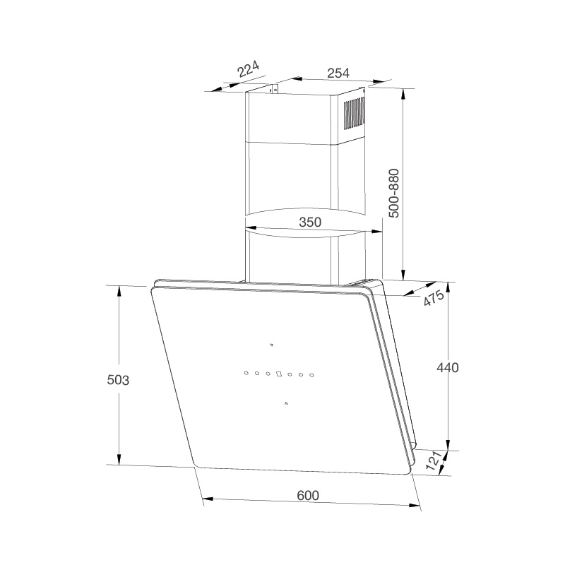 Máy hút mùi áp tường Malloca MC 60GT-B1