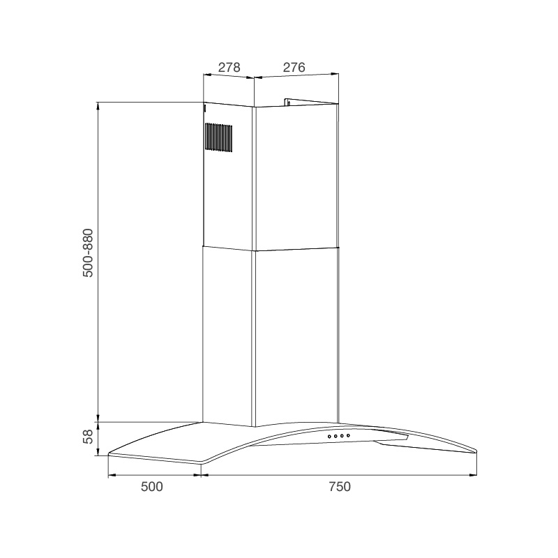 Máy hút mùi áp tường Malloca MC 750E0