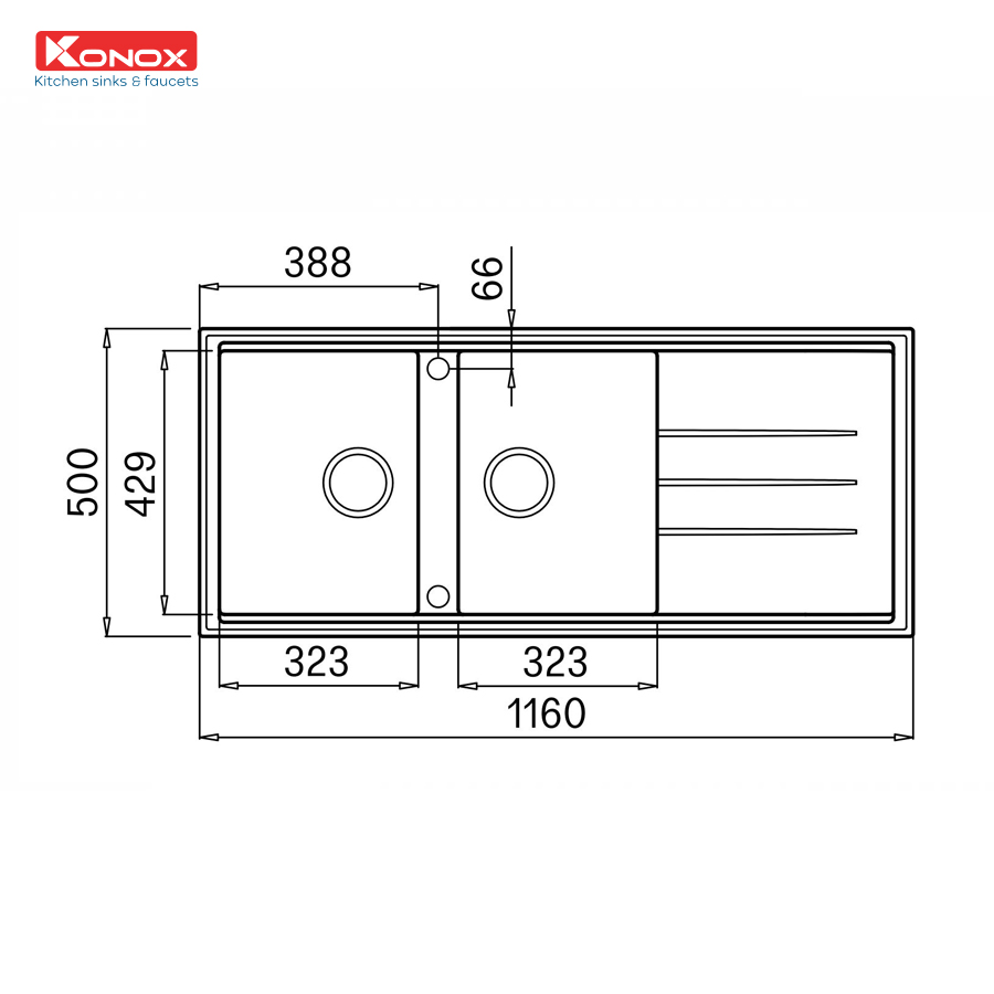 Chậu rửa bát đá Konox Phoenix 1160 Grey0