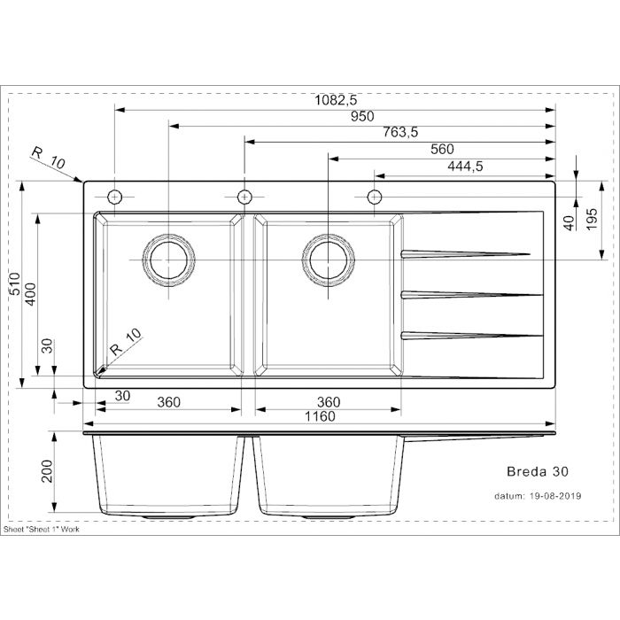 Chậu rửa bát đá Reginox BREDA 300