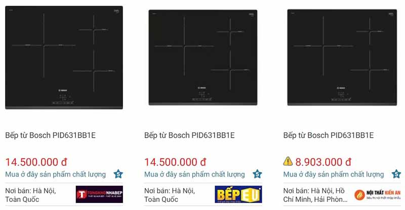 So sánh giá bán bếp từ Bosch PID631BB1E trên websosanh