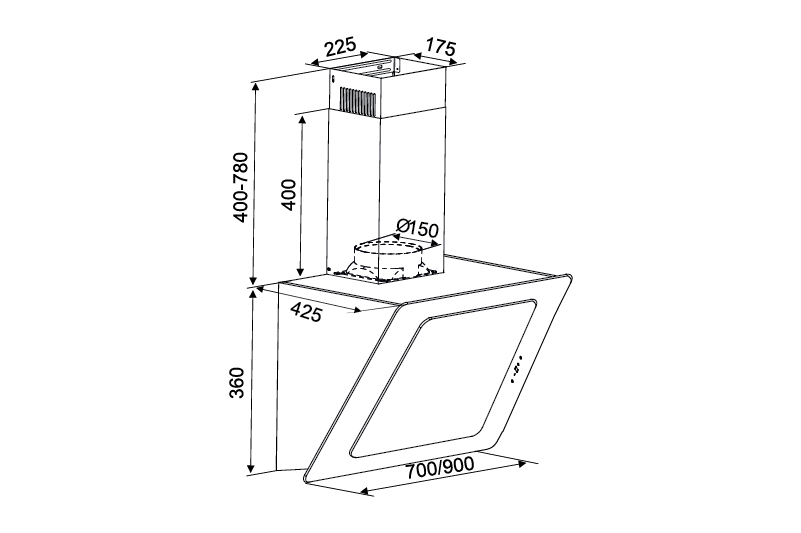 Máy hút mùi áp tường Kocher K-2080V 70cm0