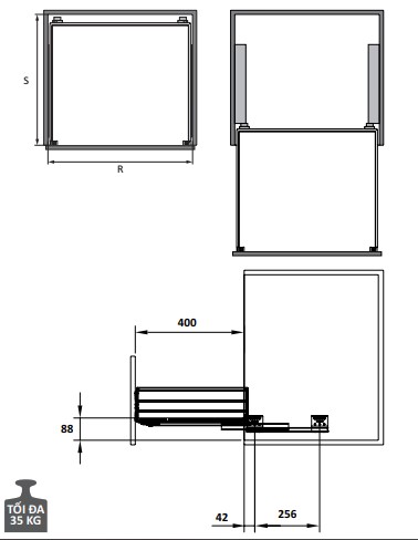 Bộ rổ chén đĩa CUCINA CAPPELLA 549.08.148 900mm Inox 3040