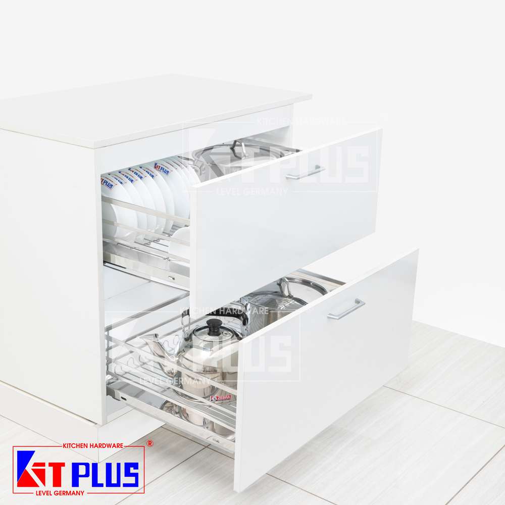 Giá xoong nồi, bát đĩa đa năng nan dẹt inox mờ Kit Plus BM VIP.60