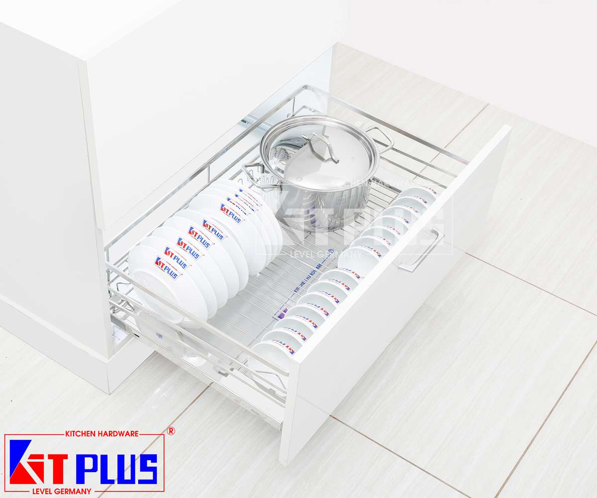 Giá xoong nồi, bát đĩa đa năng nan dẹt inox mờ Kit Plus BM VIP.75