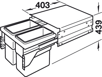 Thùng rác gắn cánh Hafele 502.73.901 2x30L cho tủ 450mm0