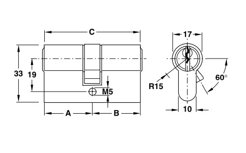 Ruột khóa 2 đầu Hafele 916.08.221, 63mm Đồng thau0