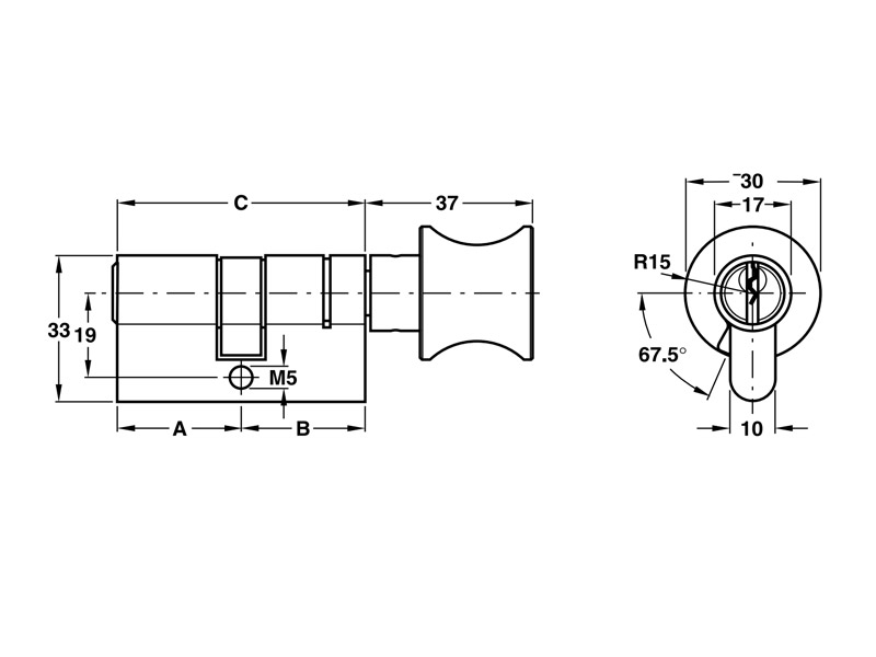 Ruột khóa 1 đầu chìa, 1 đầu vặn Hafele 916.63.321, 61, mm Đồng thau0