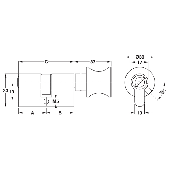 Ruột khóa cho cửa phòng vệ sinh Hafele 900.99.769, 63mm Đồng thau0