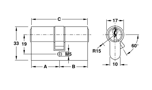 Ruột khóa 2 đầu Hafele 916.00.063, 71mm Đồng thau0