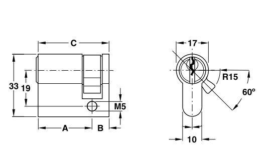 Ruột khóa 1 đầu Hafele 916.00.609, 60.5mm Đồng thau0