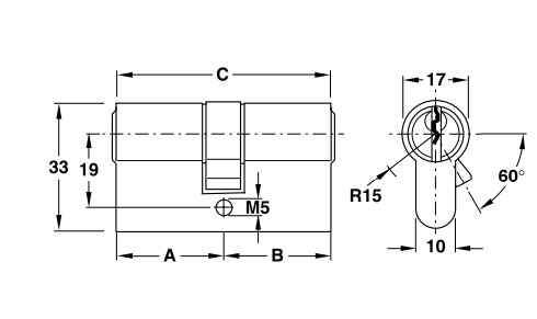 Ruột khóa 2 đầu Hafele 916.08.241, 81mm Đồng thau0