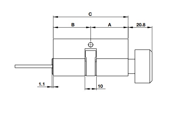 Ruột khóa 1 đầu chìa, 1 đầu vặn oval Hafele 916.63.621, 66mm Đồng thau0