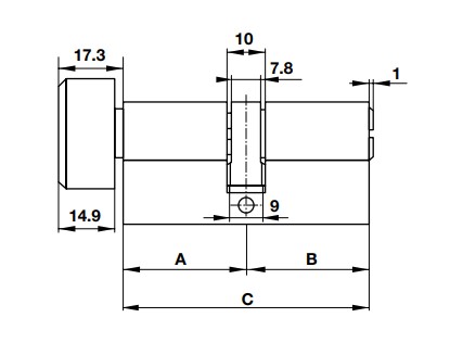 Ruột khóa cho cửa phòng vệ sinh Hafele 916.63.641, 66mm Đồng thau0