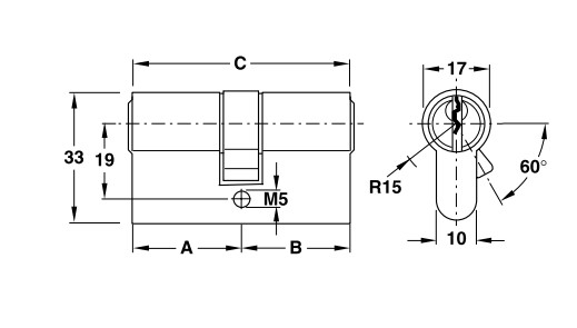 Ruột khóa 2 đầu Hafele 916.00.025, 101mm Đồng thau0