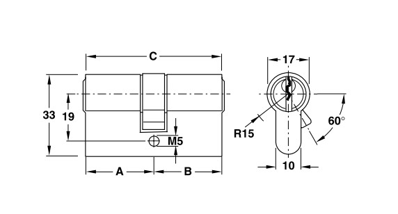 Ruột khóa 2 đầu Hafele 916.96.015, 71mm Đồng thau0