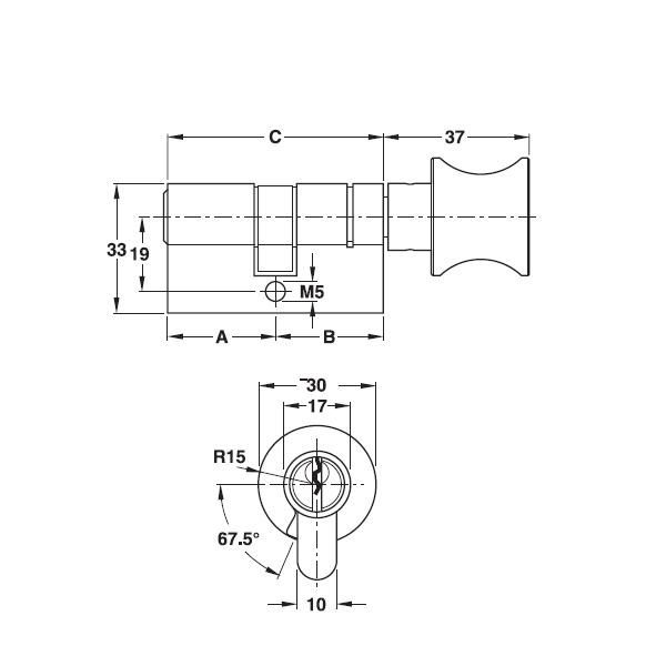 Ruột khóa 2 đầu Hafele 916.96.018, 71mm Đồng thau0