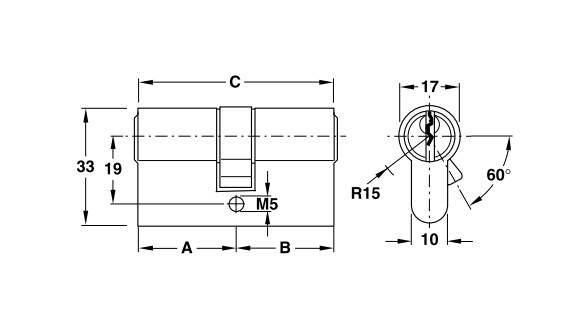 Ruột khóa 2 đầu Hafele 916.96.040, 80mm Đồng thau0